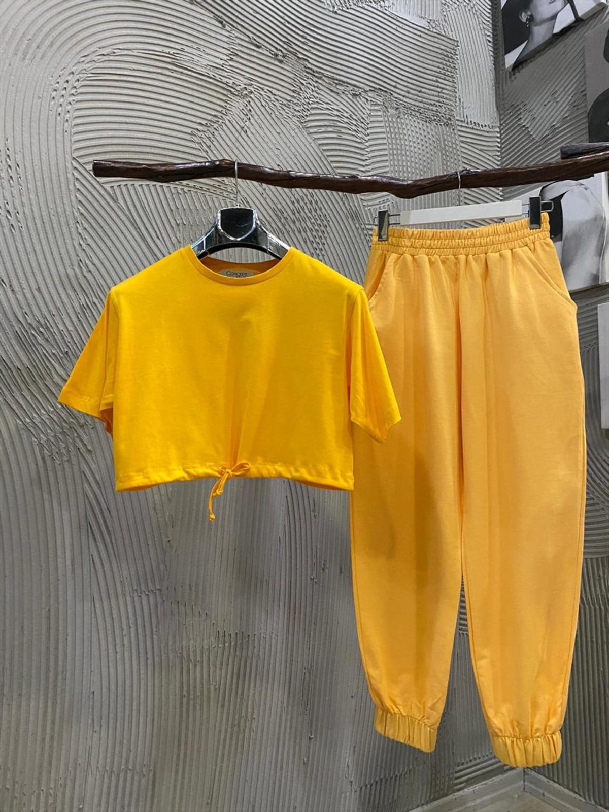 Boyfriend Model Yazlık Penye Tok Kumaş Eşofman Pantolon(SARI)