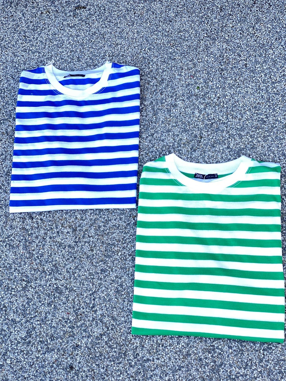 Çizgili Oversize Sweat (Mavi/Yeşil)