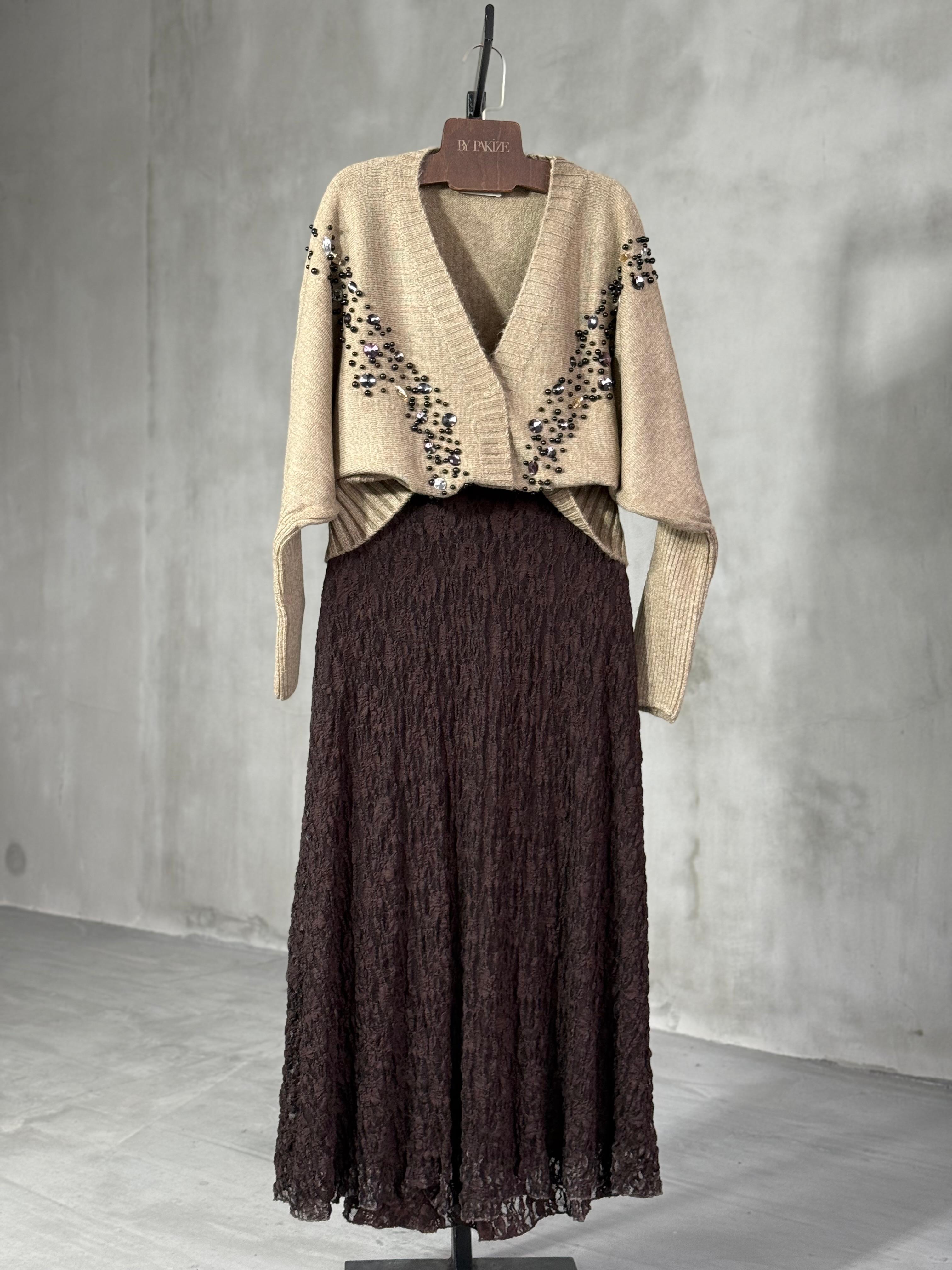 Dantel Uzun Etek (Kahve)