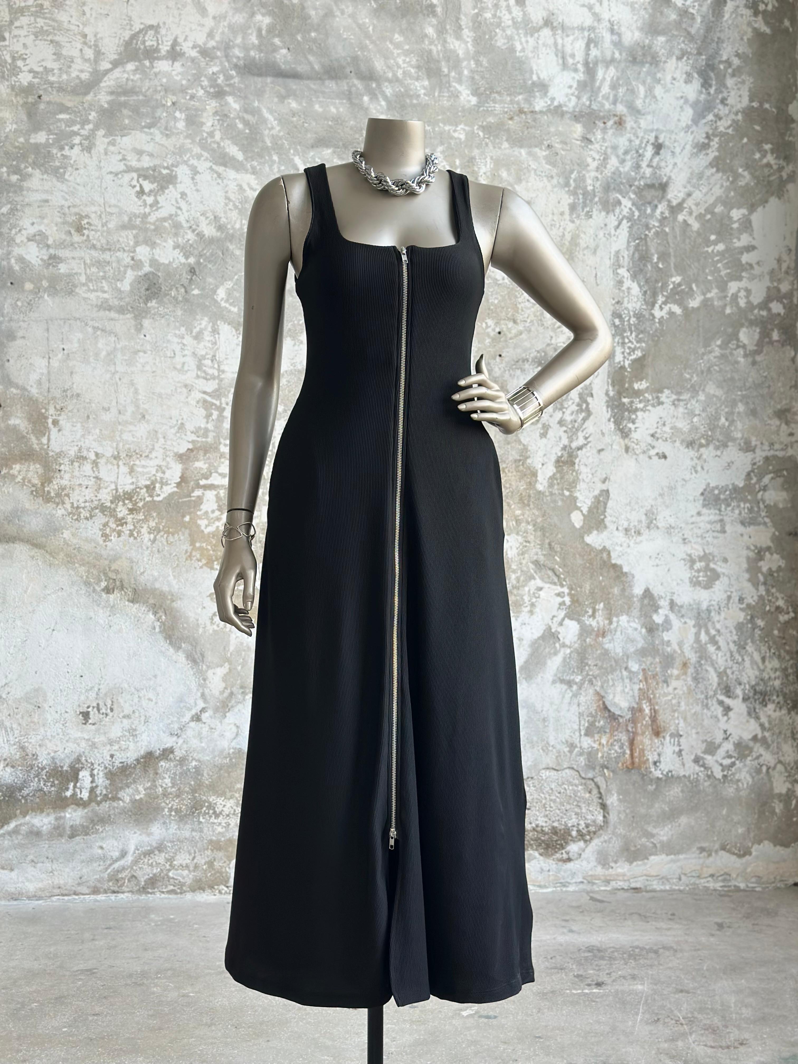 Fermuar Detaylı Kadın Elbise (Siyah)