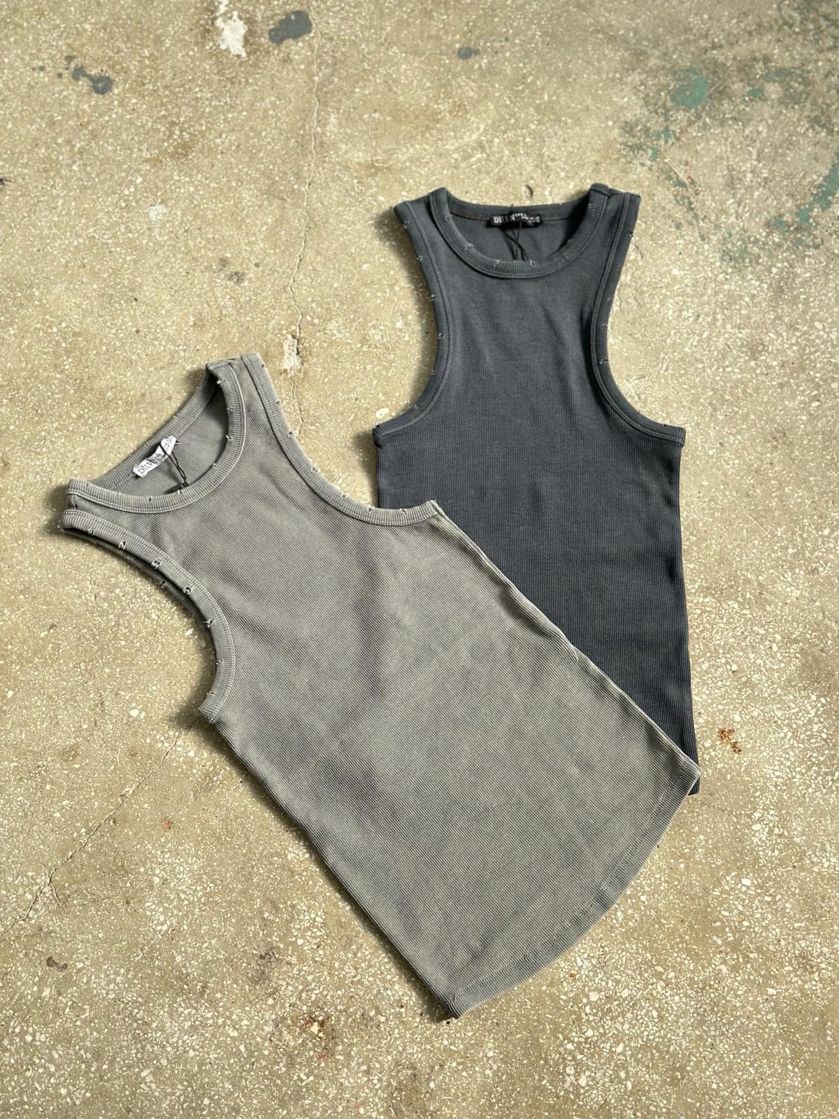 Fitilli Halter Yaka Atlet (Antrasit/Gri)