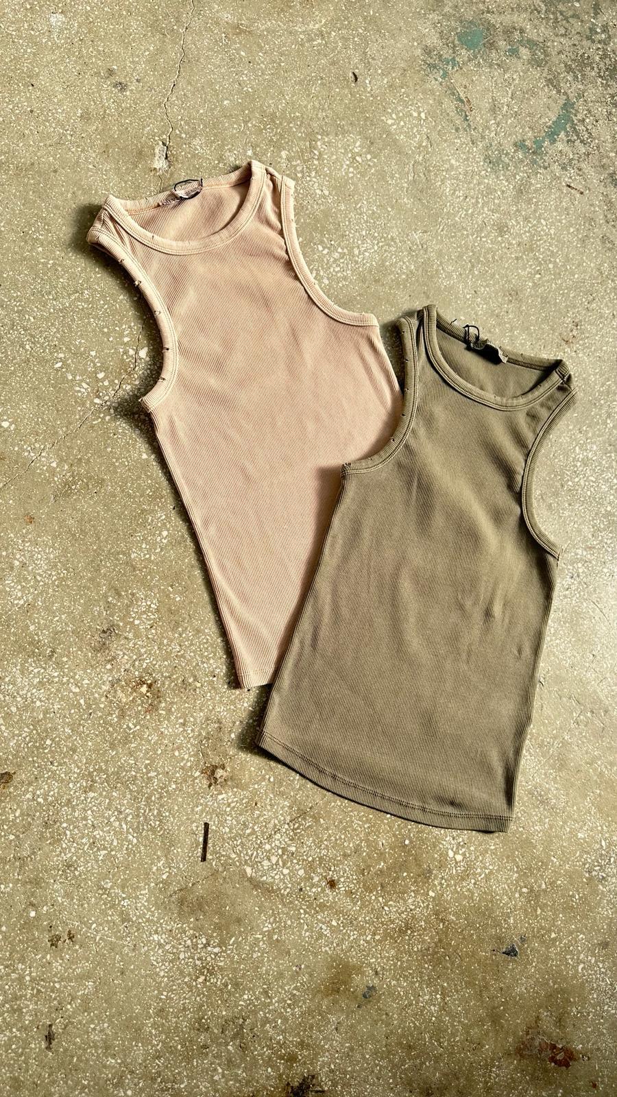 Fitilli Halter Yaka Atlet (Bej/Haki)