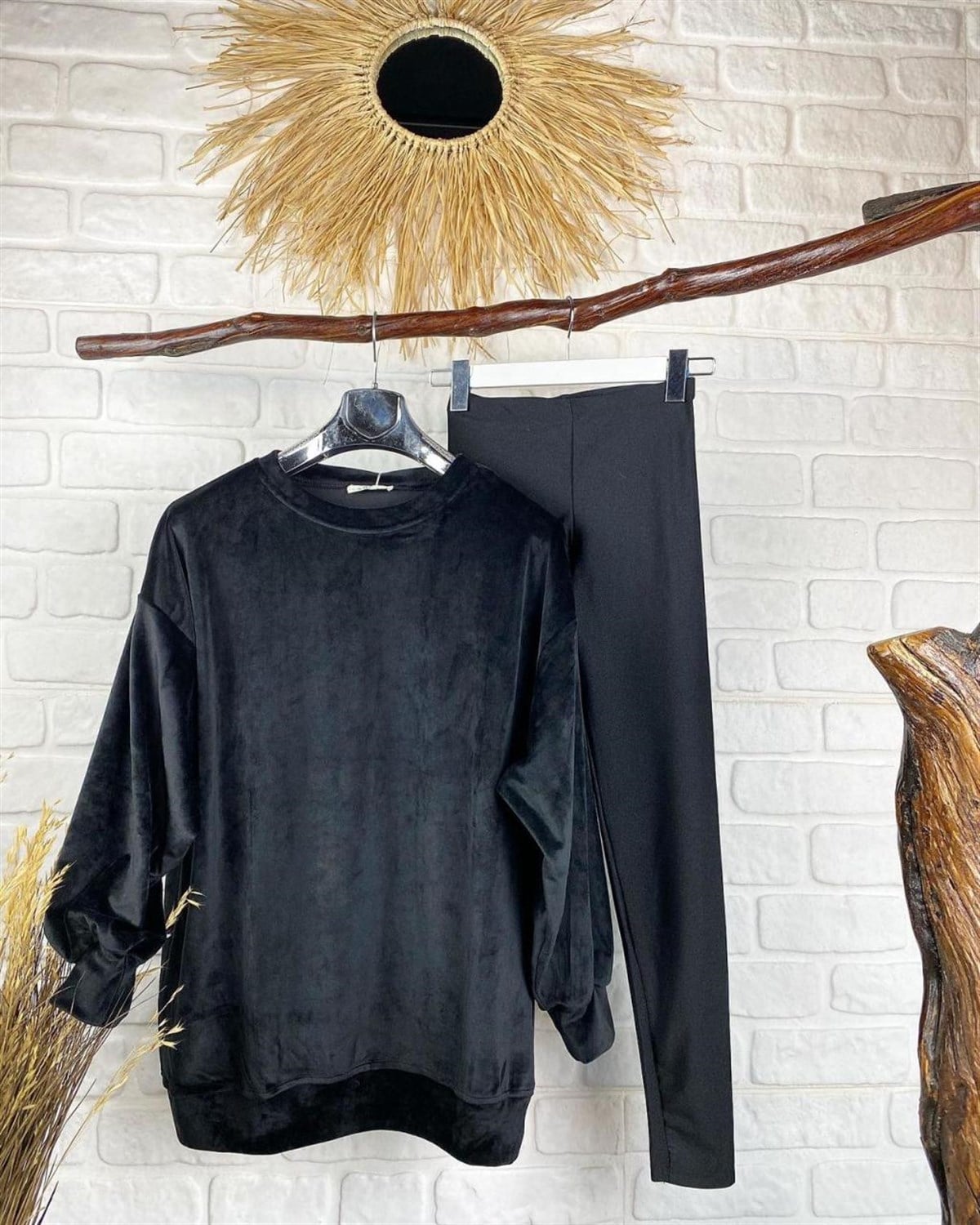 fransız kadife salaş sweatshirt (siyah)