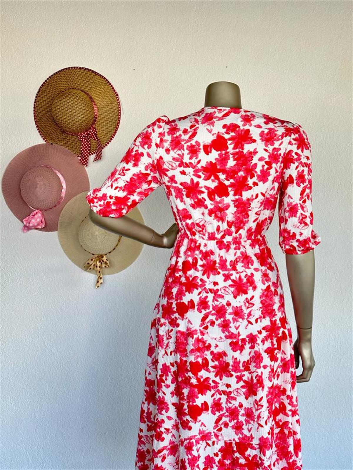 Gofre Kumaş Bahar Çiçekli Elbise (Pembe) 339,99 ₺