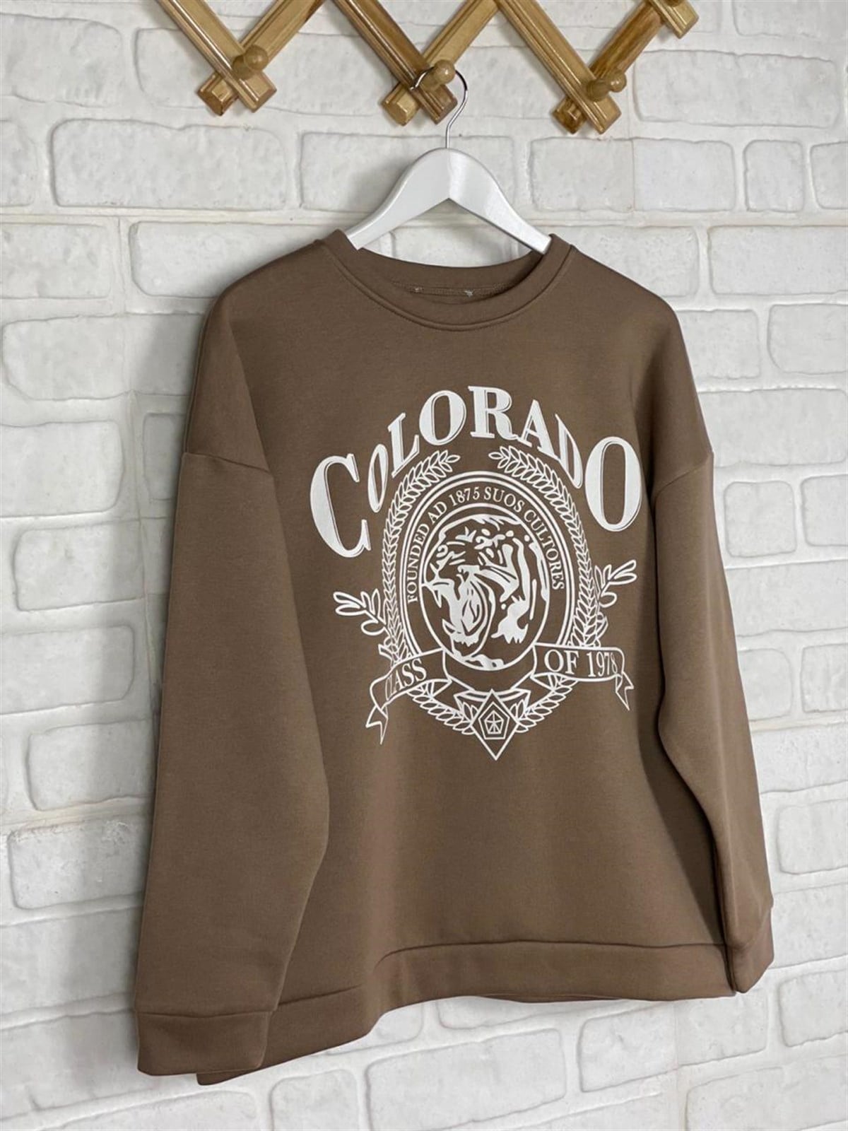 İkiiplik Kumaş İçi Şardonlu Sweatshirt (KAHVE)