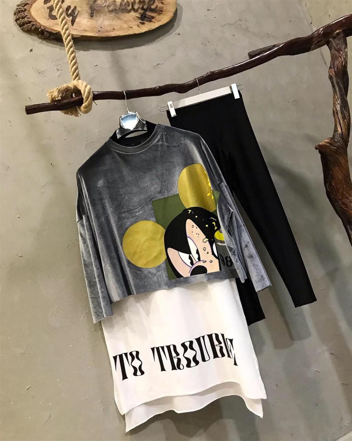 Kadife İkili Tunik Sweatshirt (GRİ)