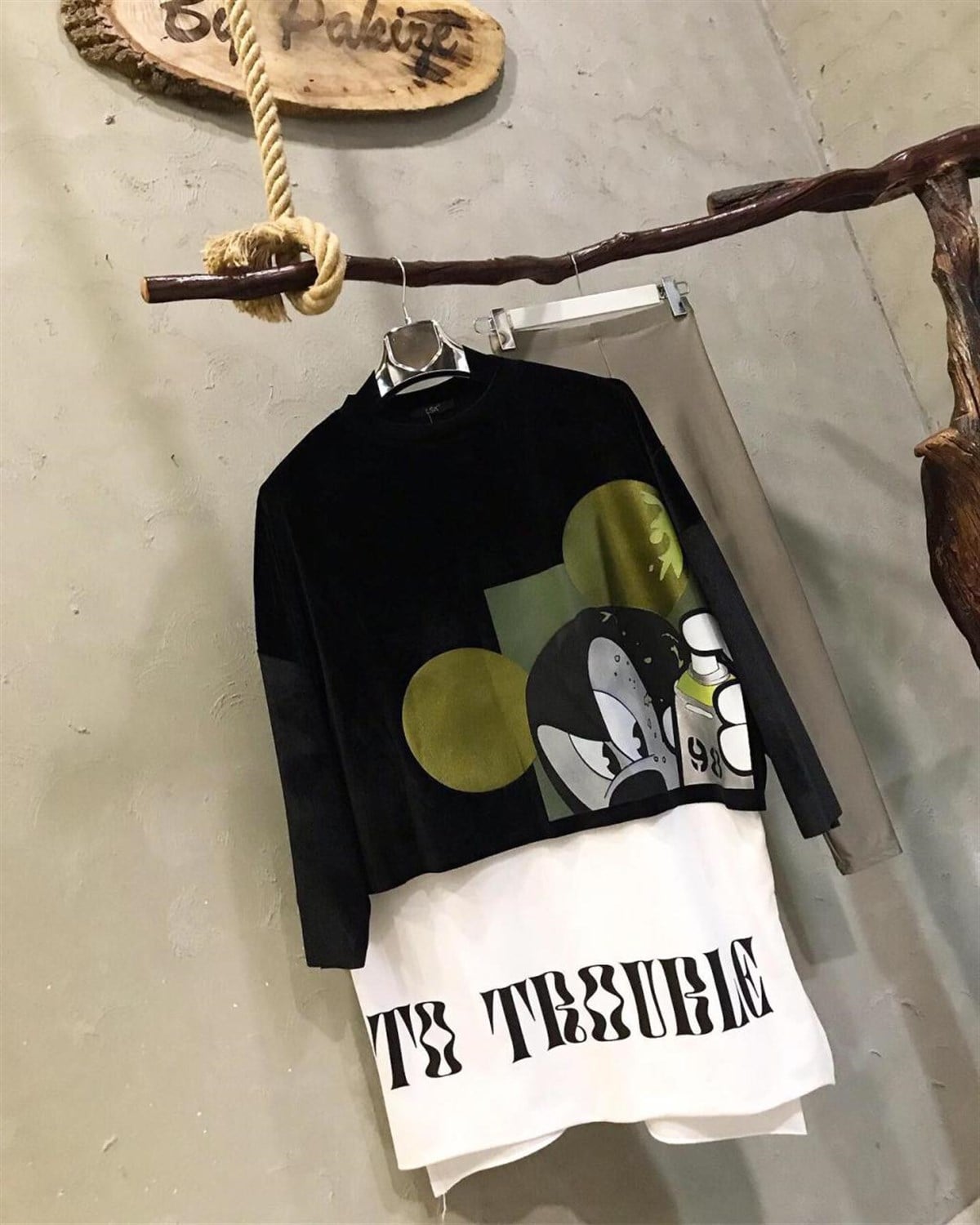 Kadife İkili Tunik Sweatshirt  (SİYAH)