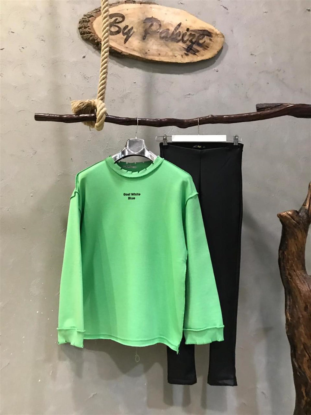 Lazer Kesikli Sweatshirt (YEŞİL)