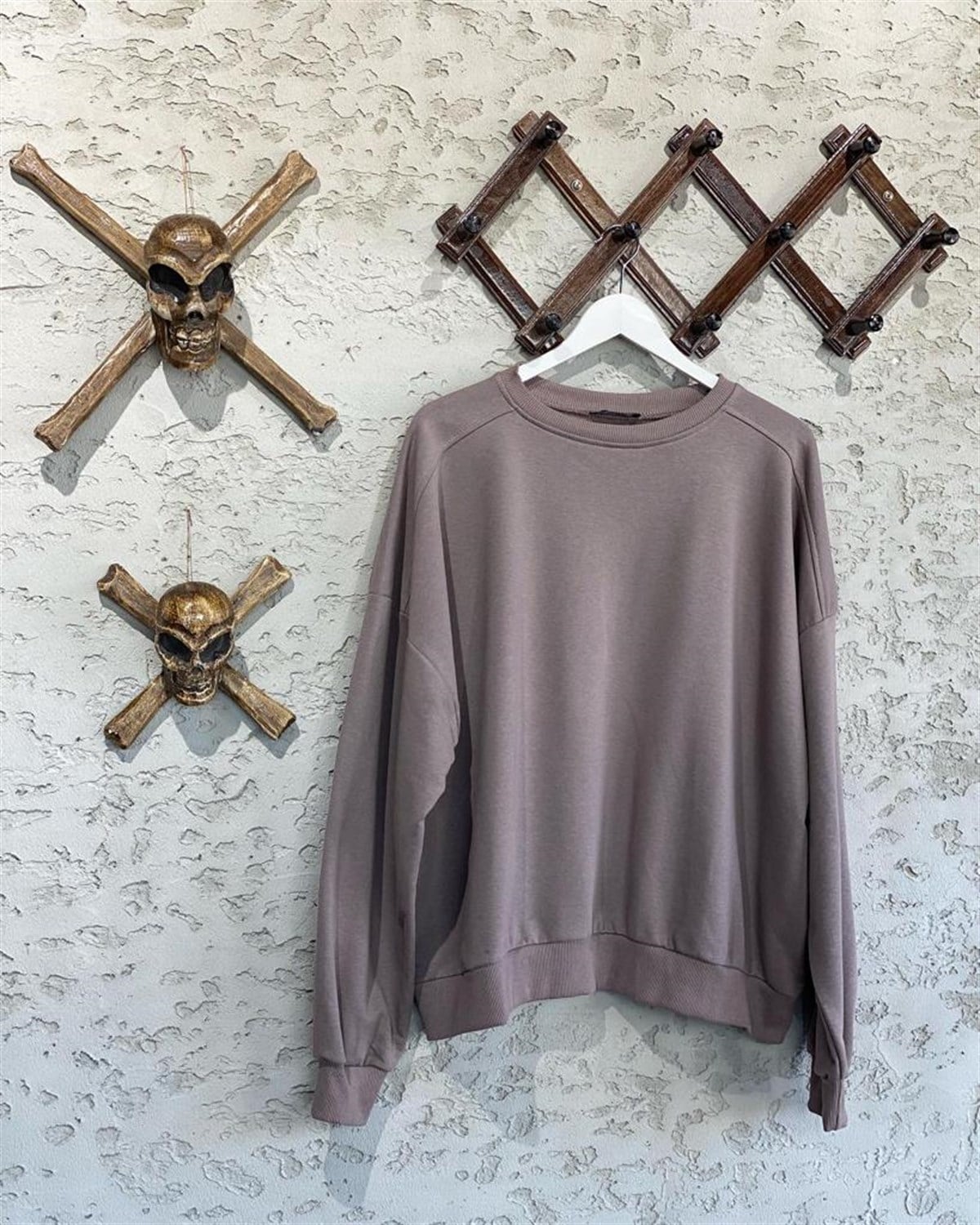 Omuz Detaylı Salaş Sweat (Kahverengi)