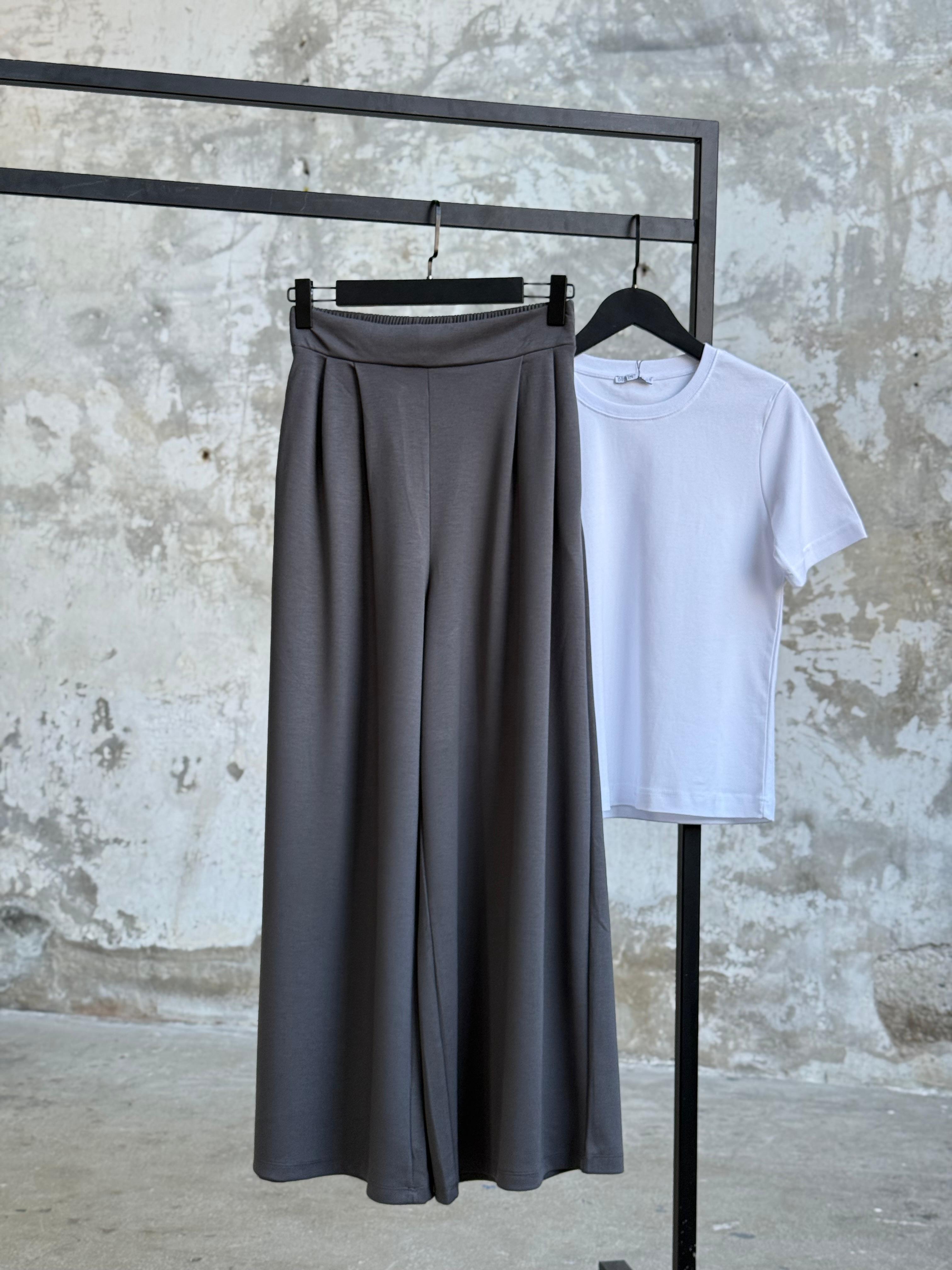 Oys Model Bel Lastik Detaylı Bol Pantolon (Antrasit)