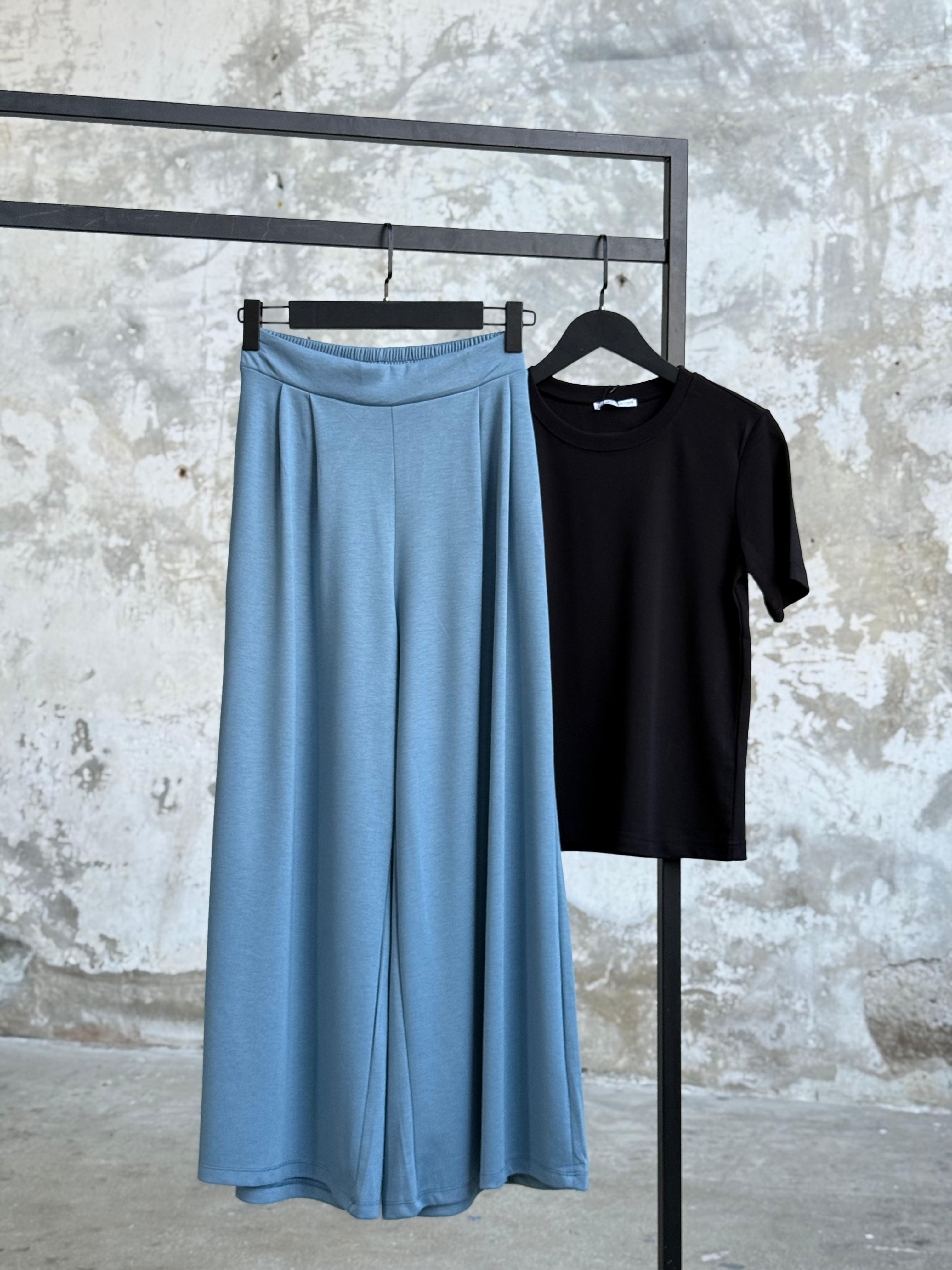 Oys Model Bel Lastik Detaylı Bol Pantolon (İndigo)