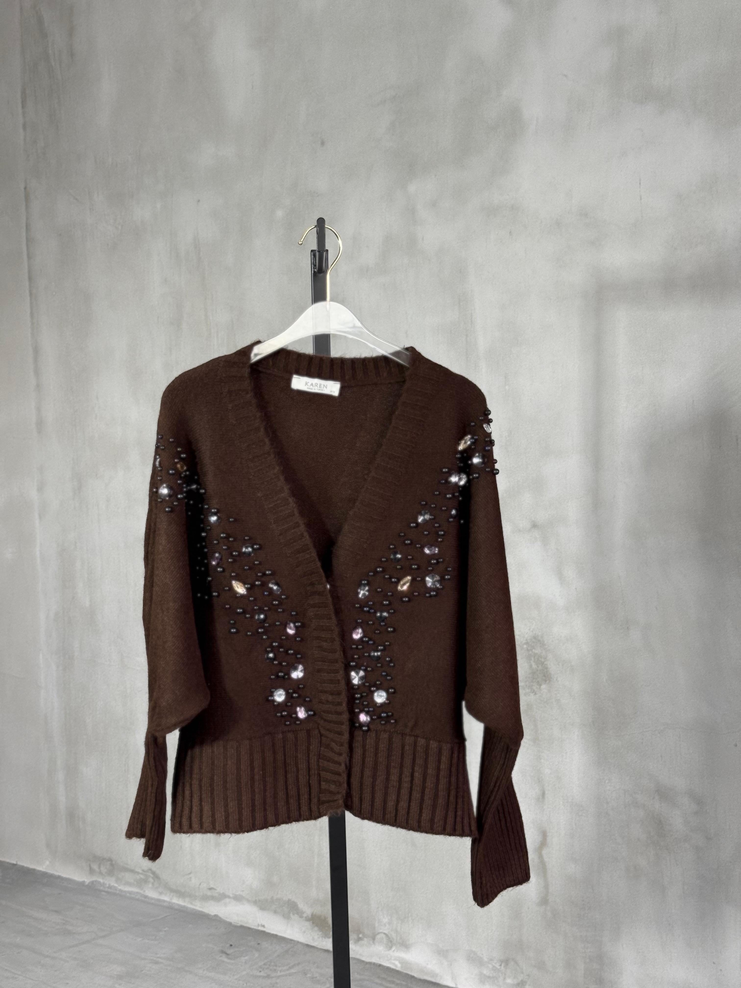 Özel El İşçilikli Premium Hırka (Kahve)