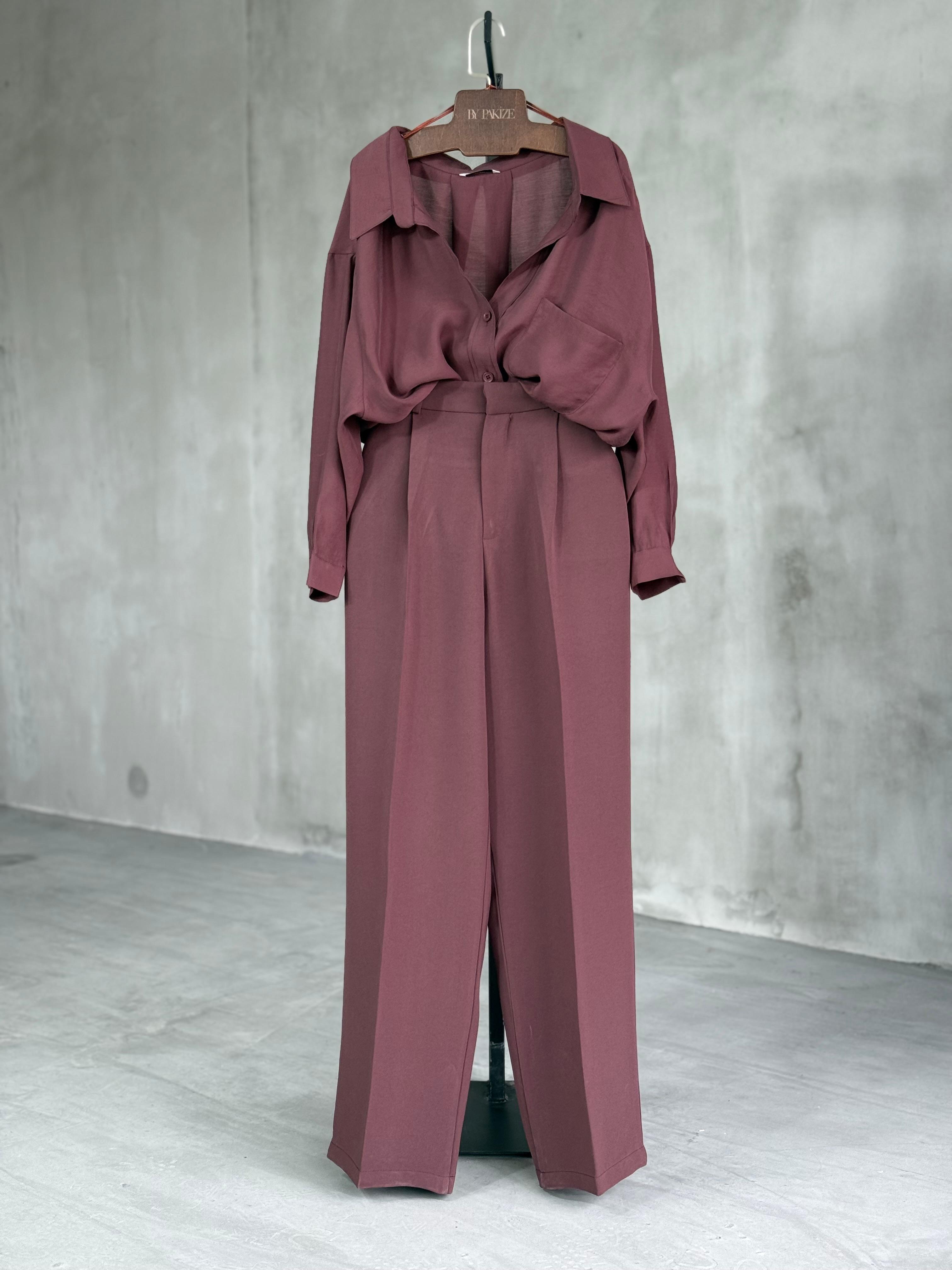 Premium Palazzo Pantolon (Bordo)