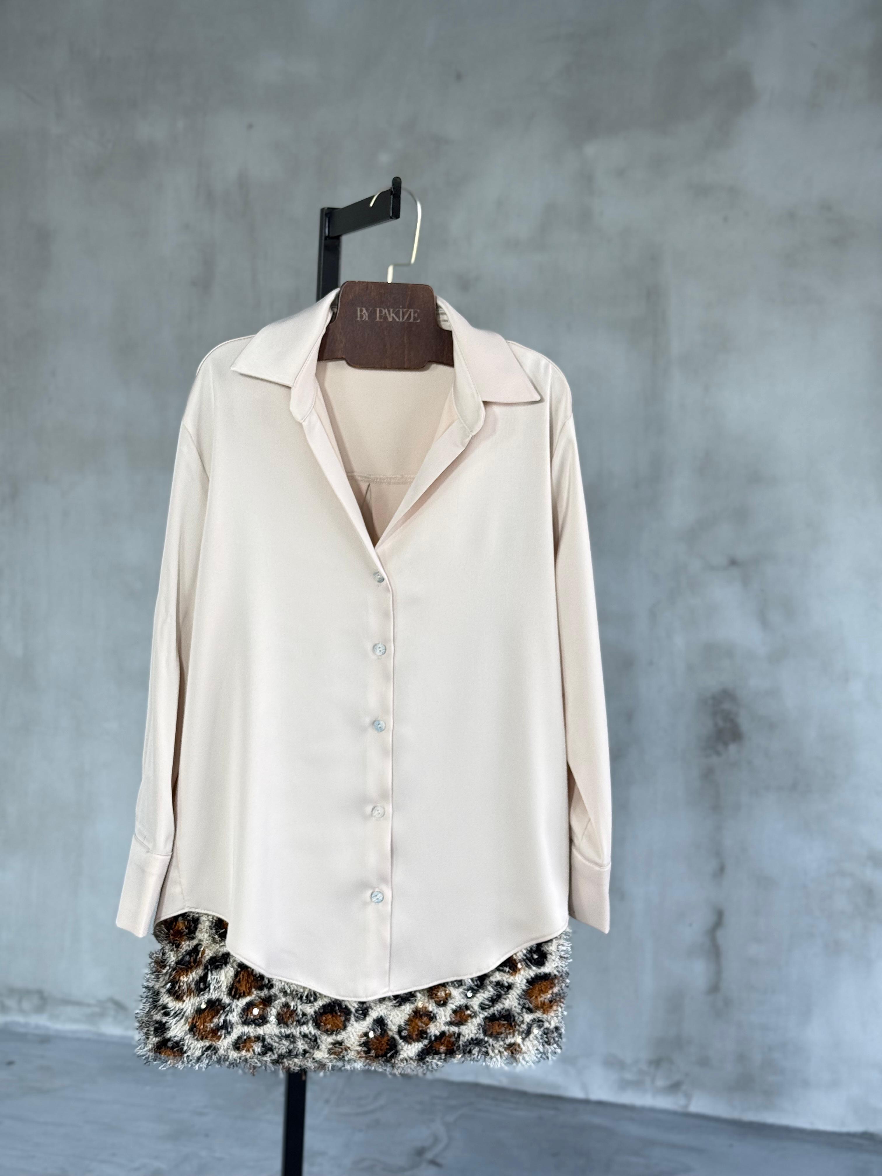 Premıum Saten Gömlek (Bej)