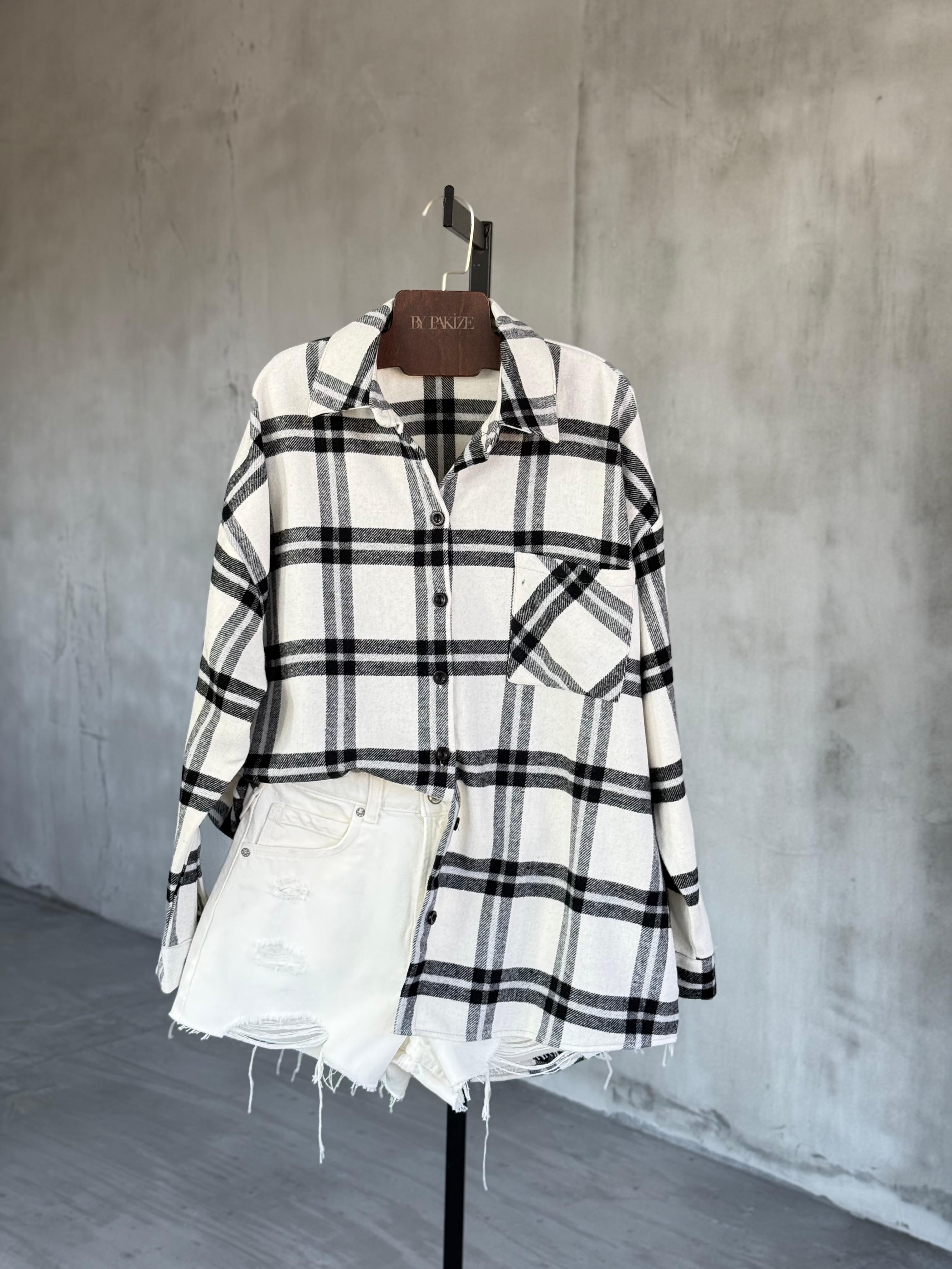 Premium Tek Cepli Oduncu Gömlek (Beyaz)