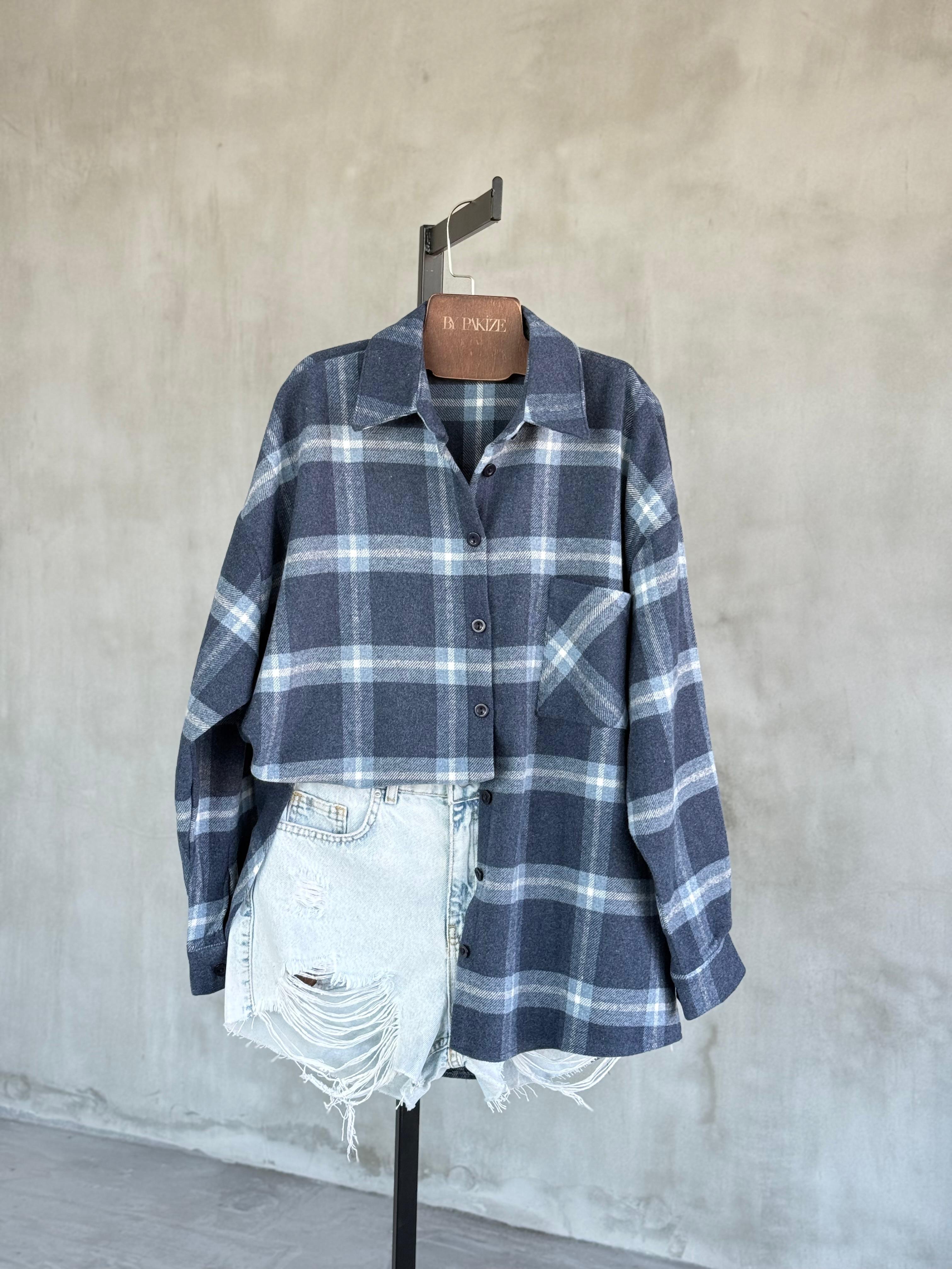 Premium Tek Cepli Oduncu Gömlek (Lacivert)