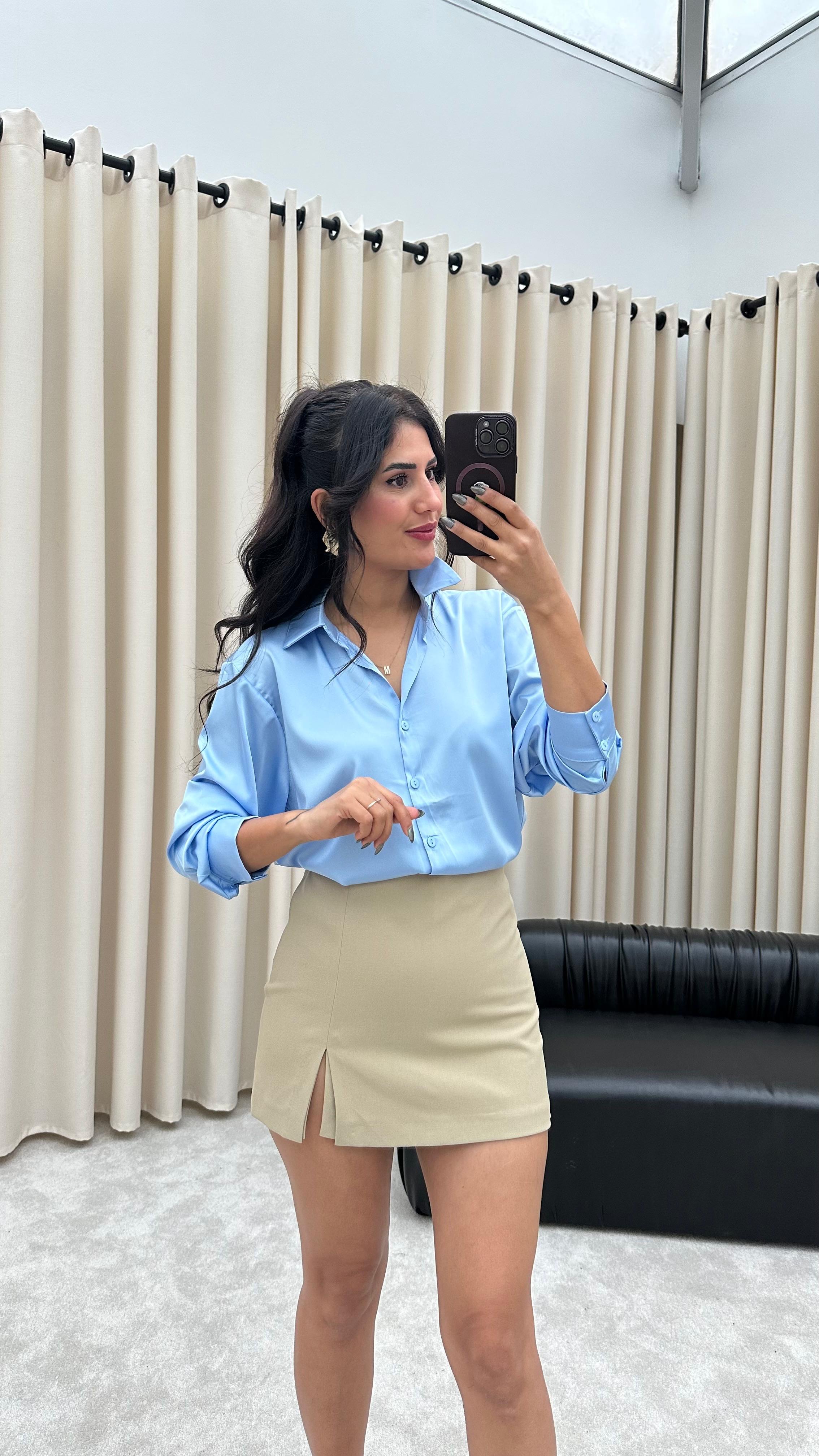 Saten Bebe Mavisi Gömlek