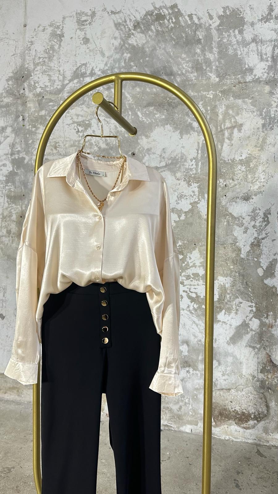 Saten Kadın Gömlek (Bej)