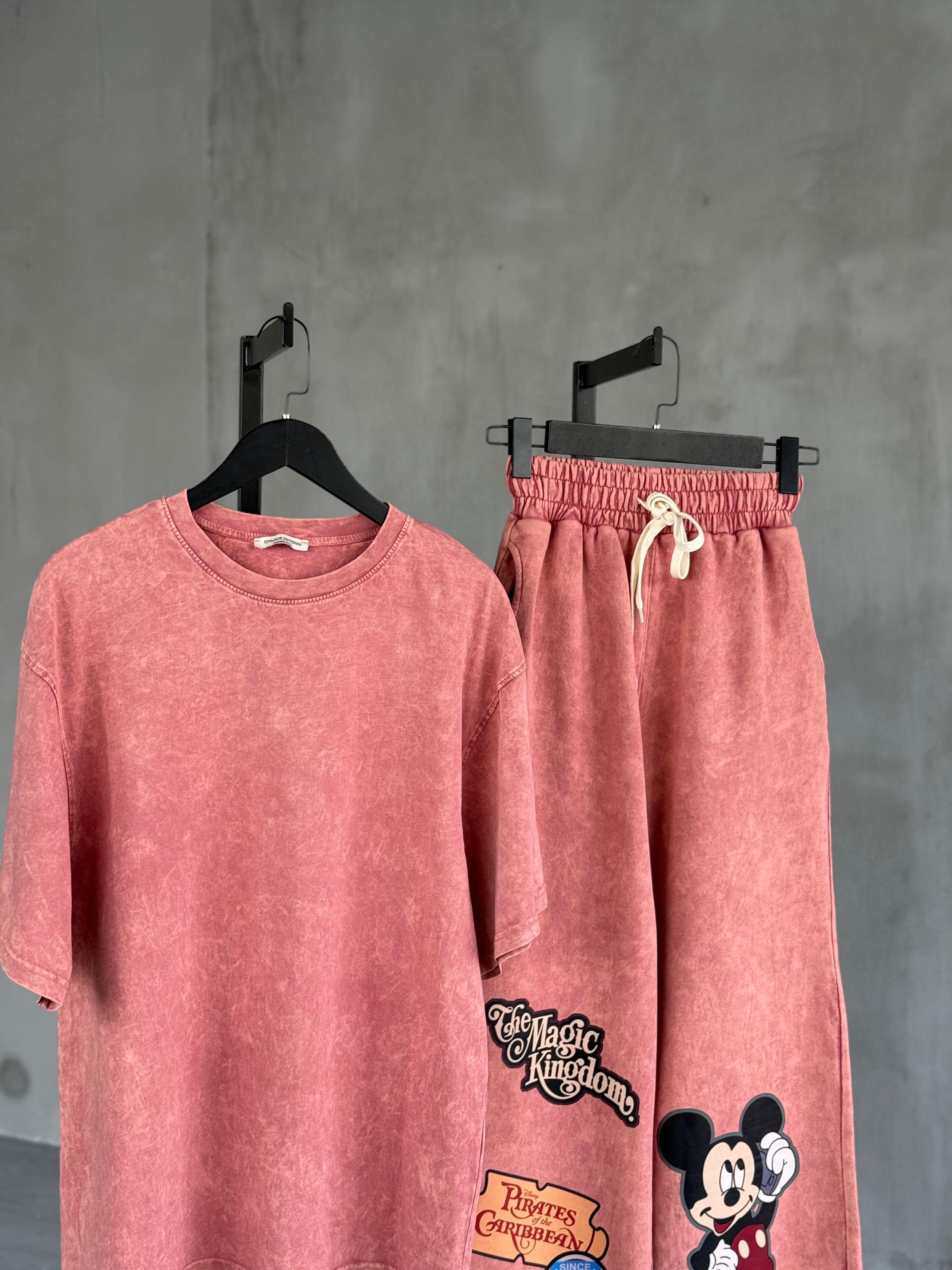 Taş Yıkama Oversize Dokuma Tshrt (Kremit)