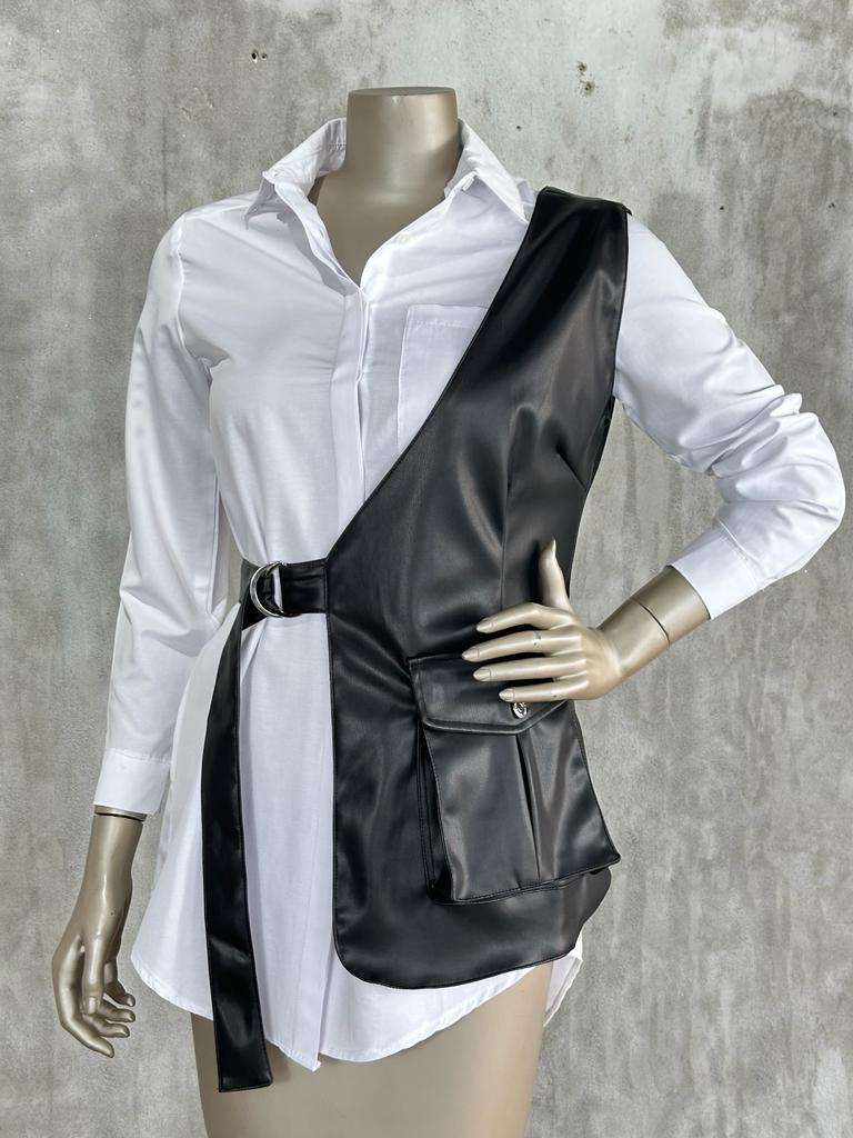 Tasarım Model Deri Yelek (Siyah)