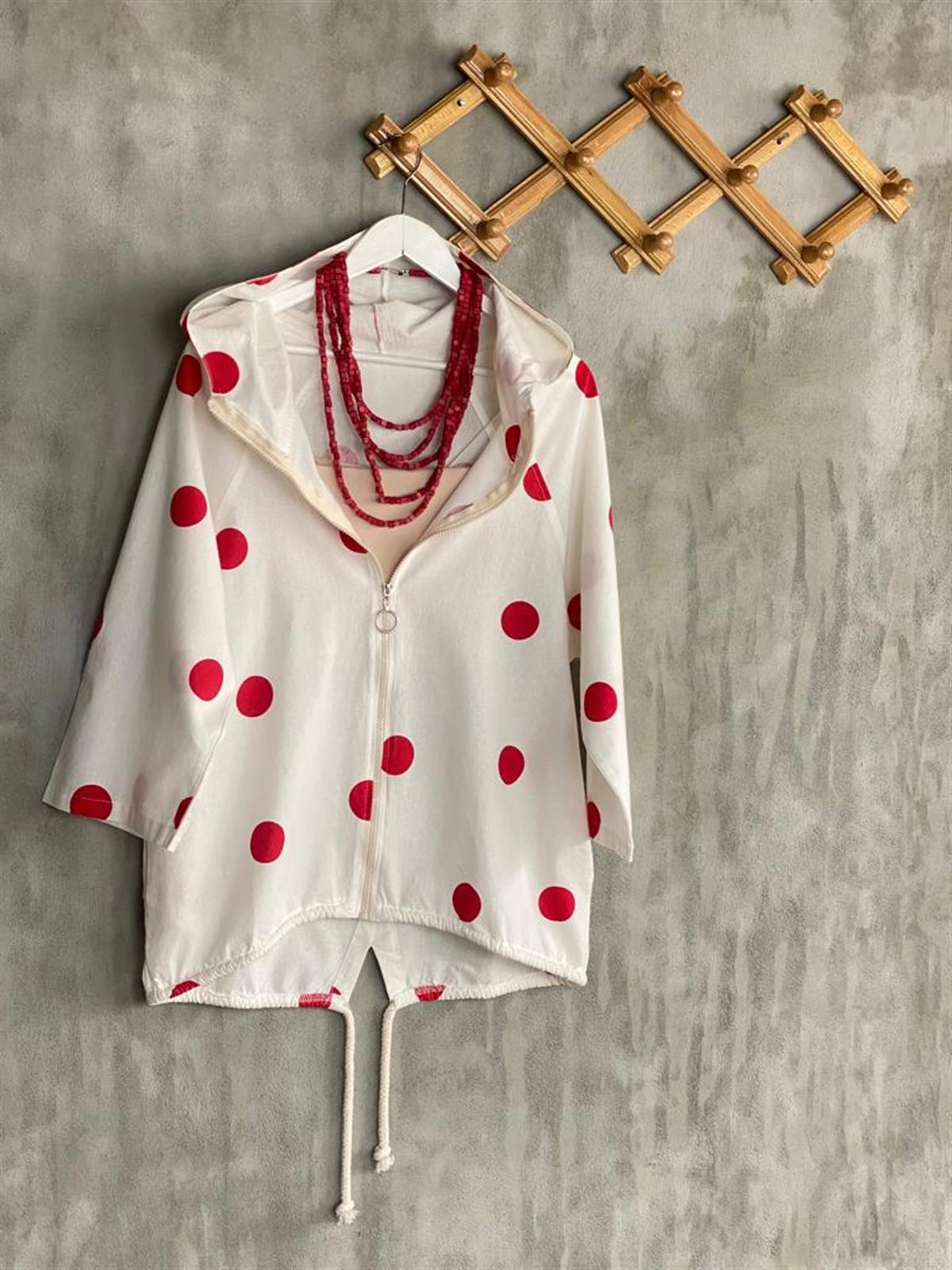 Tasarım Model Puantiyeli Ceket (Kırmızı)