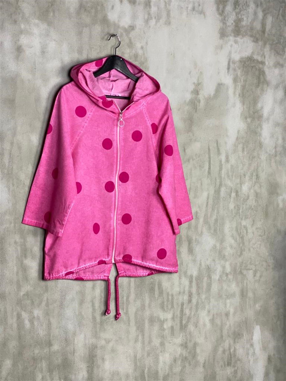 Tasarım Model Taş Yıkama Puantiyeli Ceket (Pembe)