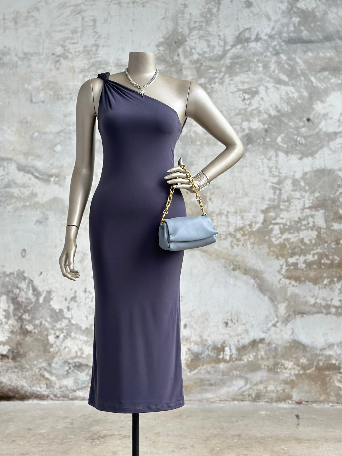 Tek Omuz Kadın Elbise (Antrasit)