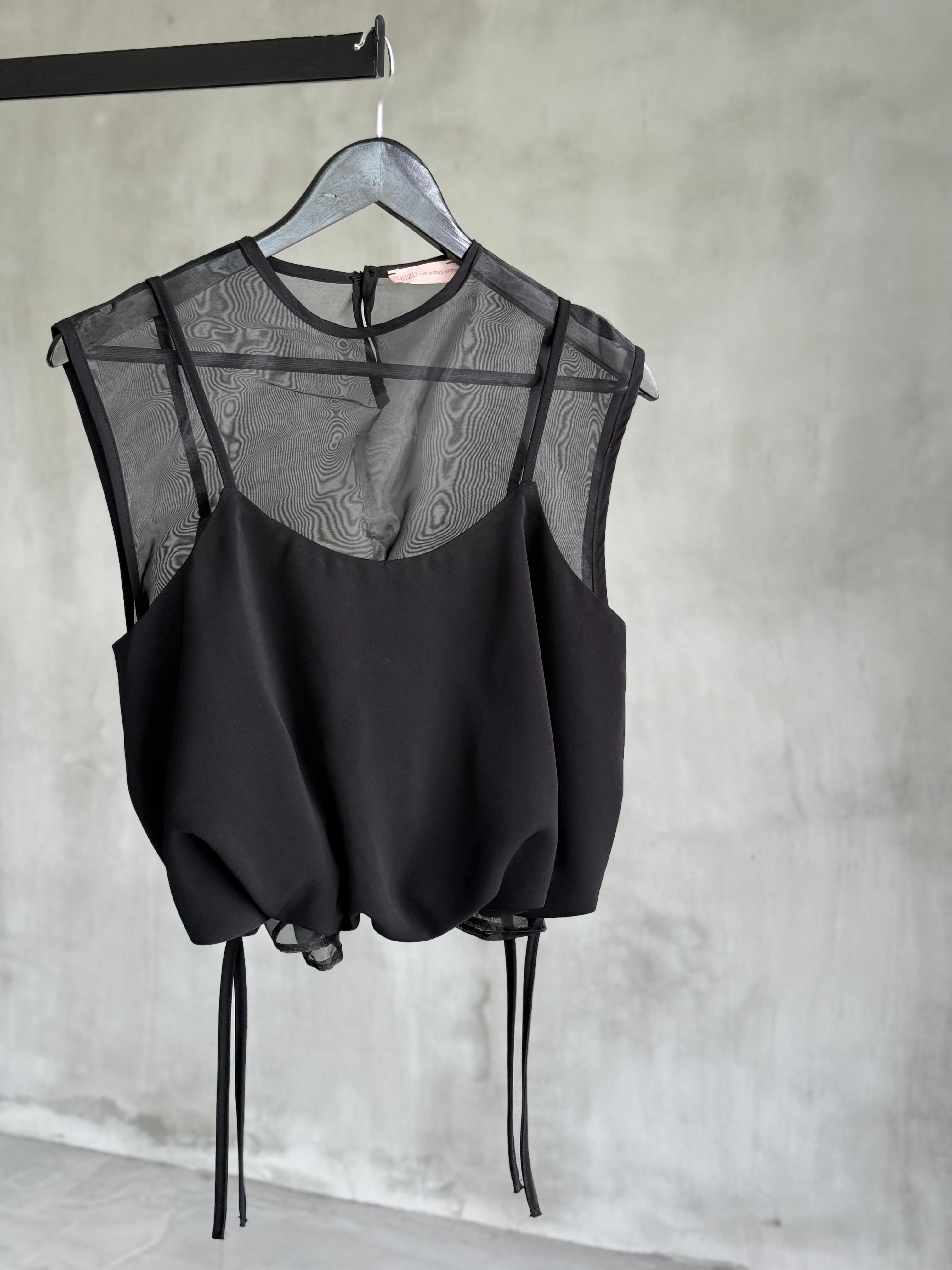 Transparan Balon Form Bluz (Siyah)