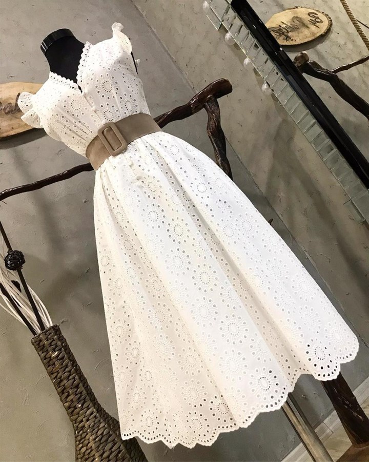 Fisto Kumaş Tasarım Elbise (BEYAZ) 91,67 ₺