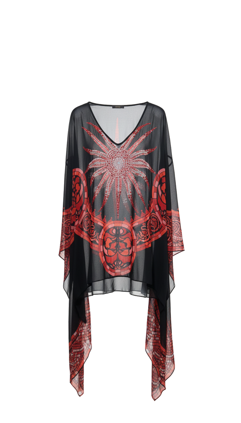GÜNEŞ MOTİFLİ ANTİK ŞİFON KAFTAN ÜST