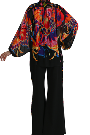 MULTİCOLOR GEOMETRİK TAŞ İŞLEMELİ FLORAL TAKIM