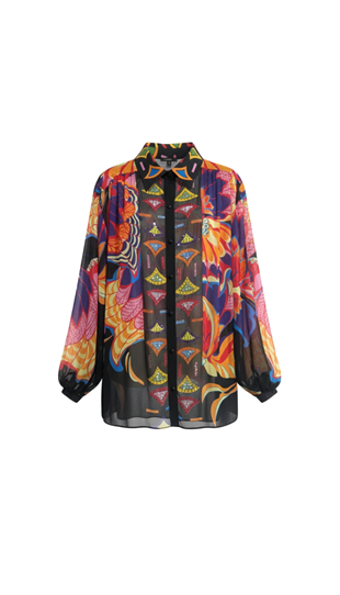 MULTİCOLOR GEOMETRİK TAŞ İŞLEMELİ FLORAL TAKIM