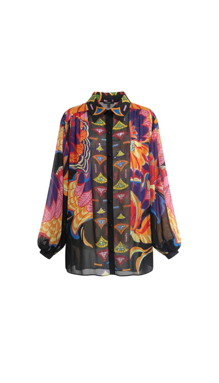 MULTİCOLOR GEOMETRİK TAŞ İŞLEMELİ FLORAL TAKIM