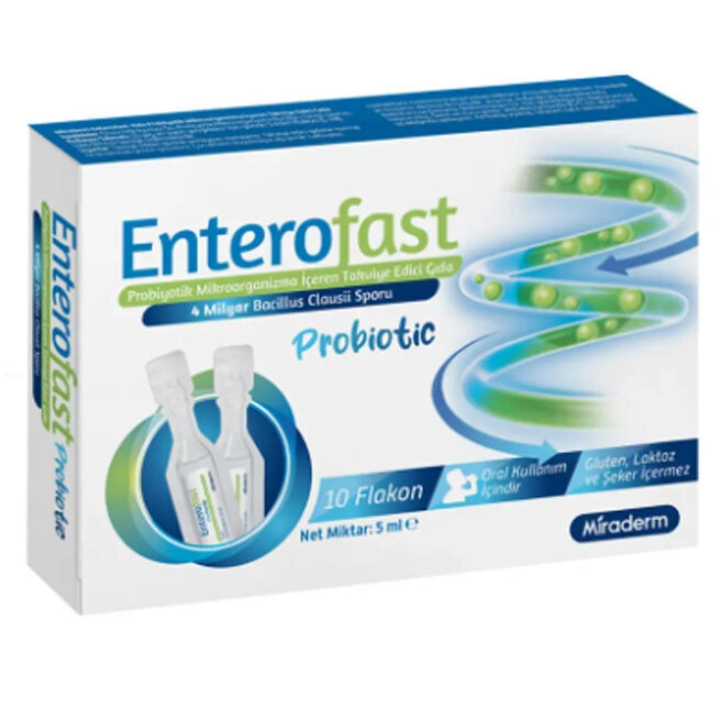 Miraderm Enterofast Probiyotik Mikroorganizma Takviye Edici Gıda 10 Flakon