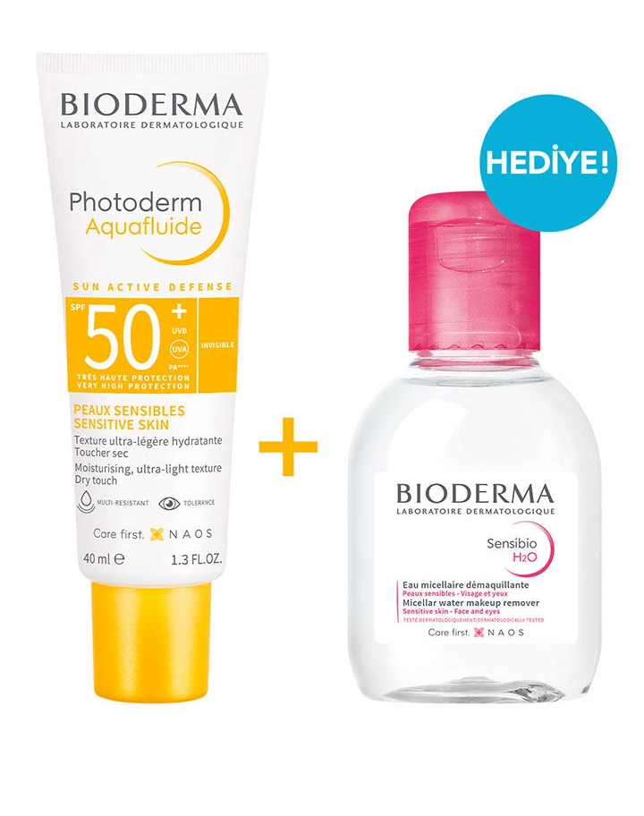 Bioderma Photoderm Aquafluid SPF50+ 40 ml Sensibio H20 100 ml HEDİYE