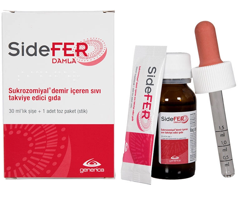 SideFer Damla Takviye Edici Gıda 30ml Şişe + 1 Adet Toz