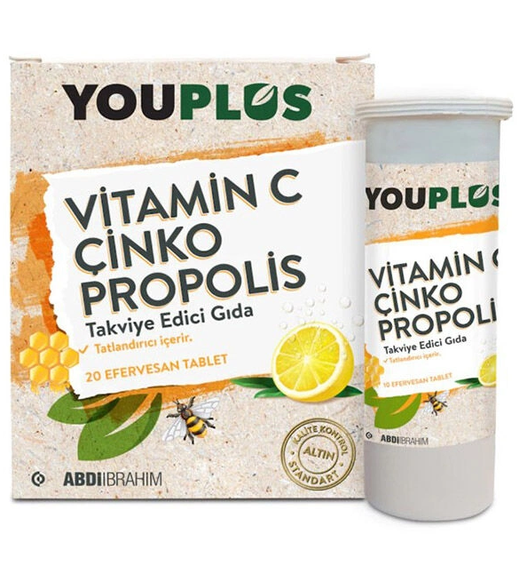 Youplus Vitamin C Çinko Propolis 20 Efervesan Tablet
