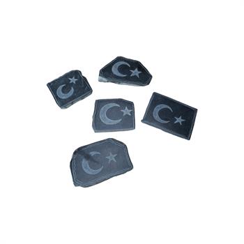  El Yapımı Serpantin Taşı Üzerine Ay Yıldız İşlemeli Magnet