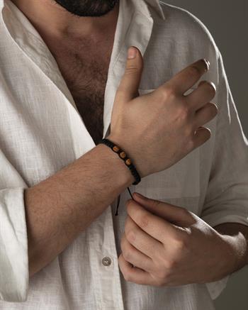 3 Tohumlu Makrome Örme Rudraksha Bileklik