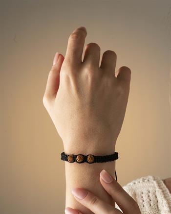 3 Tohumlu Makrome Örme Rudraksha Bileklik