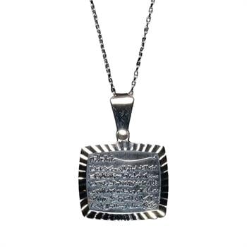 925 Ayar Gümüş Ayetel Kürsi Yazılı Kolye