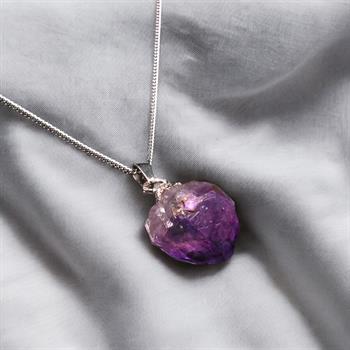 Aksad Serisi: Gümüş Kaplama Detaylı Ametist Taşı Kolye