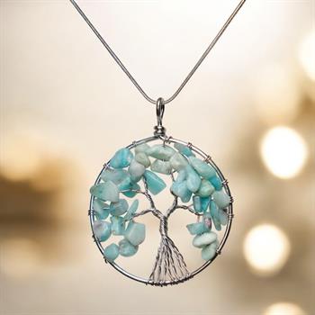 Amazonit Taşı Hayat Ağacı Kolye