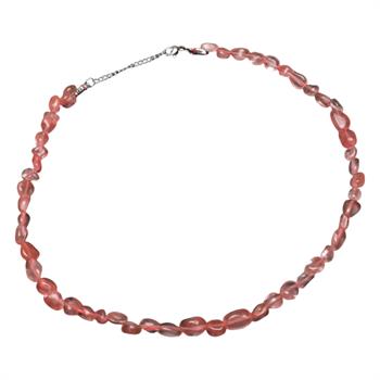 Amorf Kesim Gül Kuvars Taşı Dizi Kolye