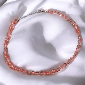 Amorf Kesim Gül Kuvars Taşı Dizi Kolye