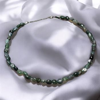 Amorf Kesim Yosun Akik Taşı Dizi Kolye