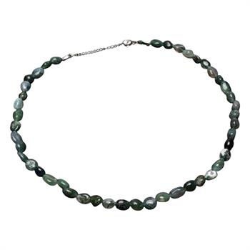 Amorf Kesim Yosun Akik Taşı Dizi Kolye