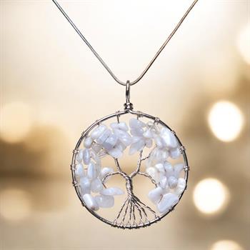 Aquamarin Taşı Hayat Ağacı Kolye