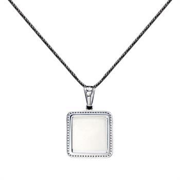 Ayet-el Kürsi yazılı Kare Model 925 Ayar Gümüş Kolye