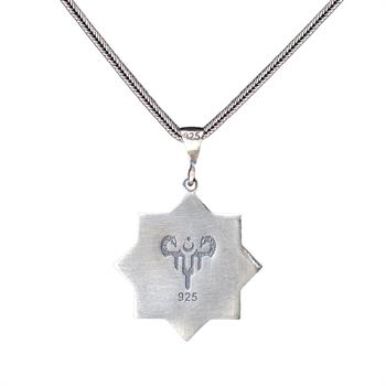 Ayet-el Kürsi Yazılı Yıldız Model 925 Ayar Gümüş Kolye